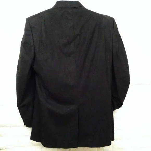 Vintage 80s Ratner USA-Made Tailored Suede Blazer Men-44 Sporty 2-Button Black